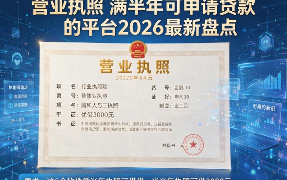 营业执照满半年可申请贷款的平台2026最新盘点,这5个软件凭半年执照可借3000元