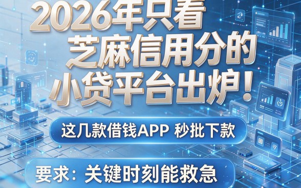 2026年只看芝麻信用分的小贷平台出炉!这几款借钱APP秒批下款,关键时刻能救急