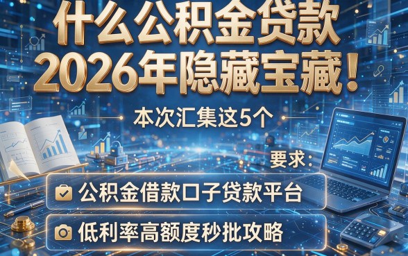 什么公积金贷款2026年隐藏宝藏!本次汇集这5个公积金借款口子贷款平台,低利率高额度秒批攻略