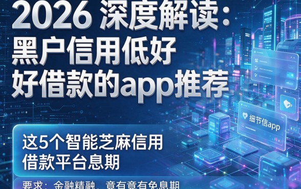 2026深度解读:黑户信用低好借款的app推荐,这5个智能芝麻信用借款平台竟有免息期