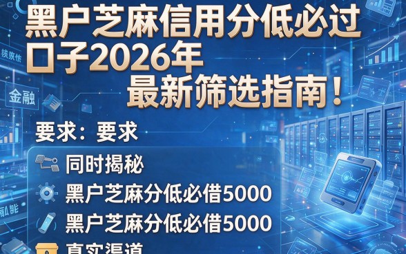 黑户芝麻信用分低必过口子2026年最新筛选指南！同时揭秘五个黑户芝麻分低必借5000的真实渠道