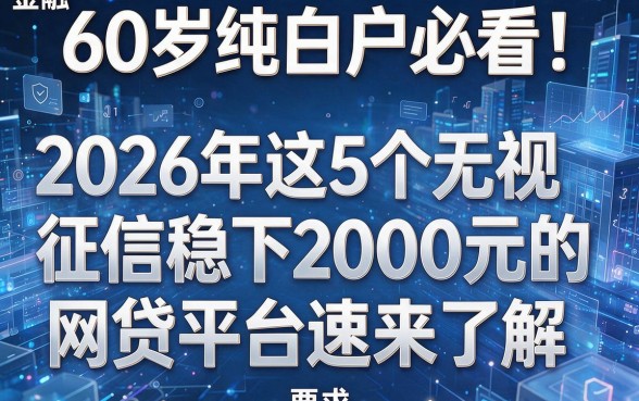 60岁纯白户必看!2026年这5个无视征信稳下2000元的网贷平台速来了解