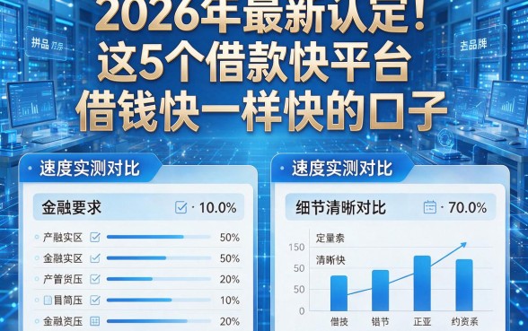 2026年最新认定!这5个借款快平台和借钱快一样快的口子,速度实测对比