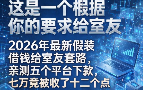 这是一个根据你的要求生成的标题,保留了关键词“假装借钱给室友”且未做精简拆分:2026年最新假装借钱给室友套路,亲测五个平台下款七万竟被收了十二个点