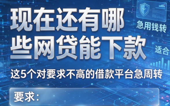 现在还有哪些网贷能下款，这5个对要求不高的借款平台适合急用钱周转