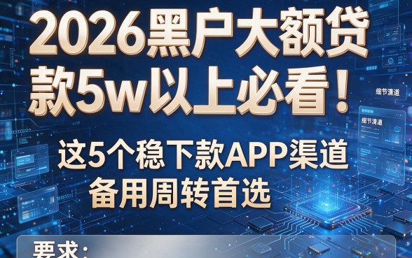2026黑户大额贷款5w以上必看!这5个稳下款APP渠道,备用周转首选