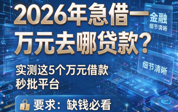 2026年急借一万元去哪贷款?实测这5个万元借款秒批平台,缺钱必看!