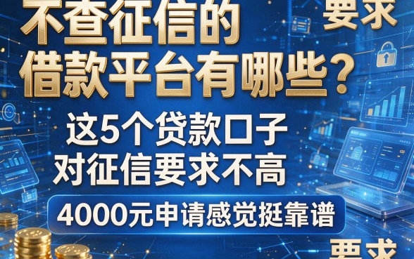 不查征信的借款平台有哪些？这5个贷款口子对征信要求不高，4000元申请感觉挺靠谱