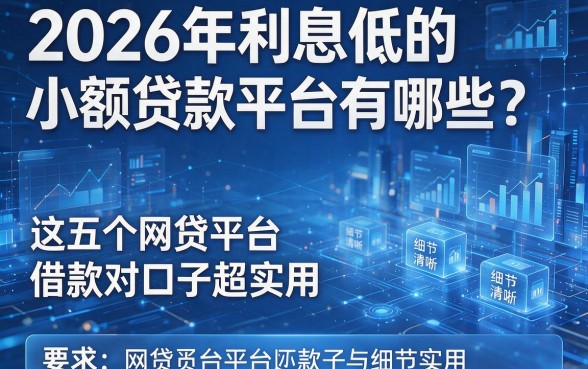2026年利息低的小额贷款平台有哪些?这五个网贷平台借款对口子超实用