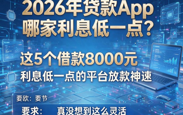 2026年贷款App哪家利息低一点？这5个借款8000元利息低一点的平台放款神速，真没想到这么灵活！