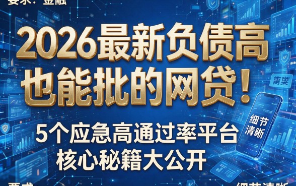 2026最新负债高也能批的网贷!5个应急高通过率平台核心秘籍大公开