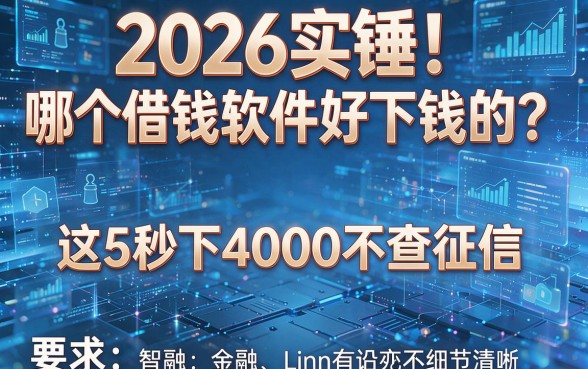 2026实锤！哪个借钱软件好下钱的？这5个秒下4000不查征信