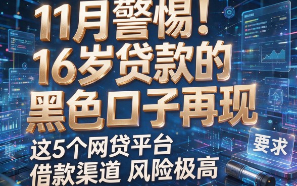 11月警惕!16岁贷款的黑色口子再现,这5个网贷平台借款渠道风险极高