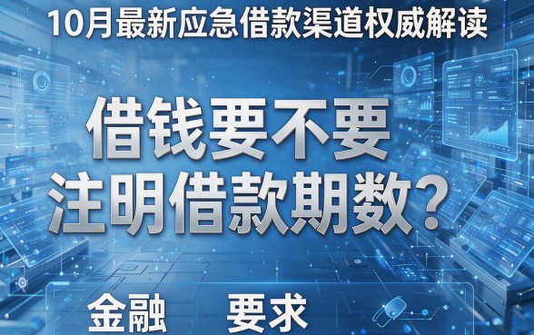 借钱要不要注明借款期数?10月最新应急借款渠道权威解读