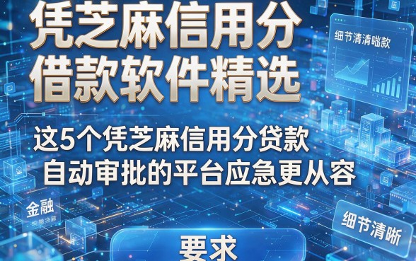 凭芝麻信用分借款软件精选，这5个凭芝麻信用分贷款自动审批的平台应急更从容