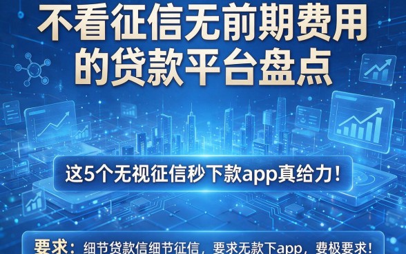 不看征信无前期费用的贷款平台盘点,这5个无视征信秒下款app真给力!