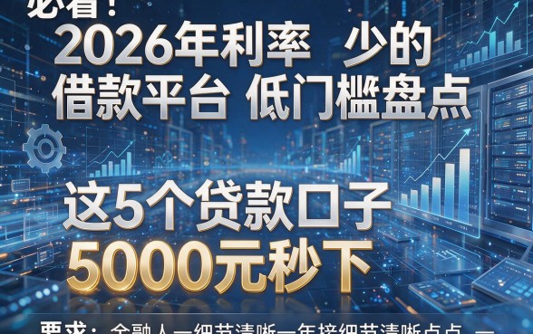 必看!2026年利率少的借款平台低门槛盘点,这5个贷款口子5000元秒下