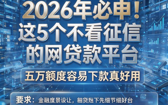 2026年必申！这5个不看征信的网贷款平台，五万额度容易下款真好用