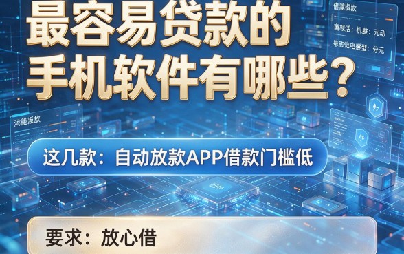 最容易贷款的手机软件有哪些?这几款自动放款APP借款门槛低,放心借