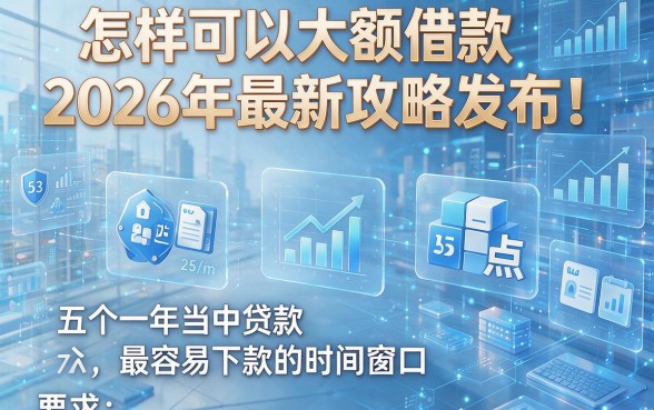 怎样可以大额借款2026年最新攻略发布!盘点五个一年当中贷款最容易下款的时间窗口