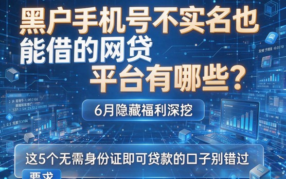 黑户手机号不实名也能借的网贷平台有哪些?6月隐藏福利深挖,这5个无需身份证即可贷款的口子别错过