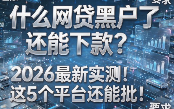 什么网贷黑户了还能下款?2026最新实测这5个平台还能批!本篇为您详细解析!