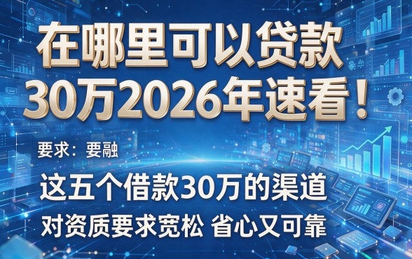 在哪里可以贷款30万2026年速看！这五个借款30万的渠道对资质要求宽松省心又可靠