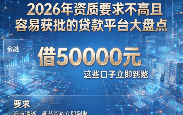 2026年资质要求不高且容易获批的贷款平台大盘点,借50000元这些口子立即到账