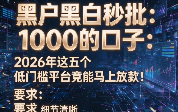 黑户黑白秒批1000的口子:2026年这五个低门槛平台竟能马上放款!