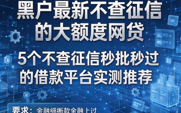 黑户最新不查征信的大额度网贷：5个不查征信秒批秒过的借款平台实测推荐