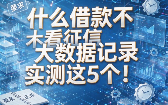 什么借款不看征信大数据记录实测这5个!本篇为您详细收集!