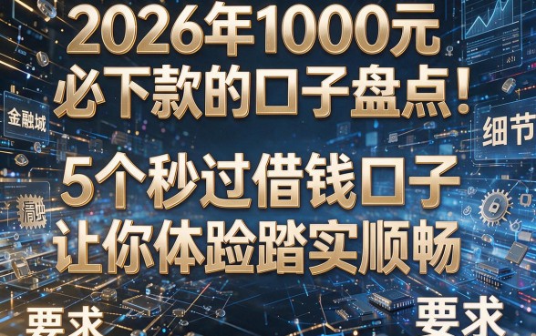 2026年1000元必下款的口子盘点：5个秒过借钱口子让你体验踏实顺畅