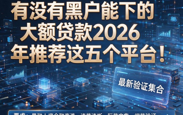 有没有黑户能下的大额贷款2026年推荐这五个平台！最新验证集合！