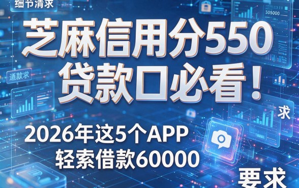 芝麻信用分550贷款口必看！2026年这5个APP轻松借款6000