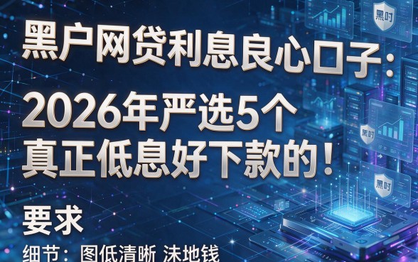 黑户网贷利息良心口子:2026年严选5个真正低息好下款的!