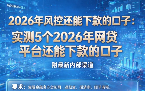 2026年风控还能下款的口子：实测5个2026年网贷平台还能下款的口子，附最新内部渠道！